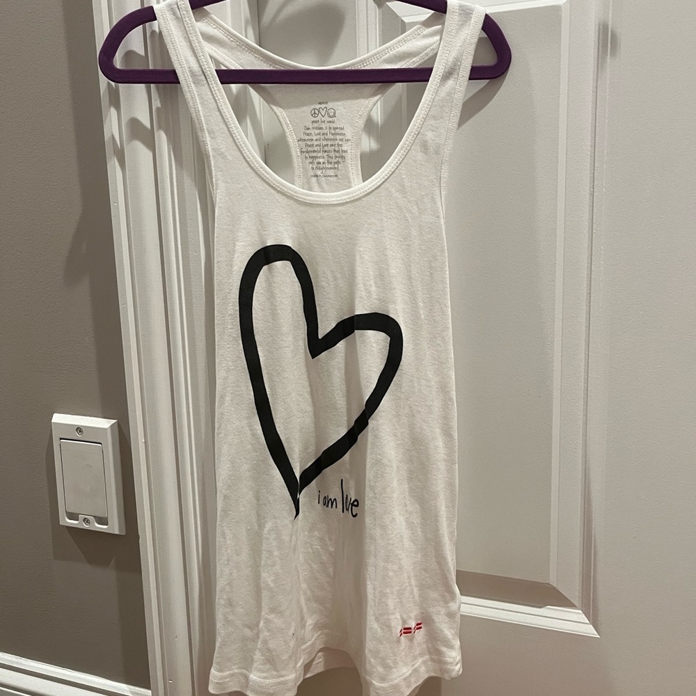 Peace Love World white tank top